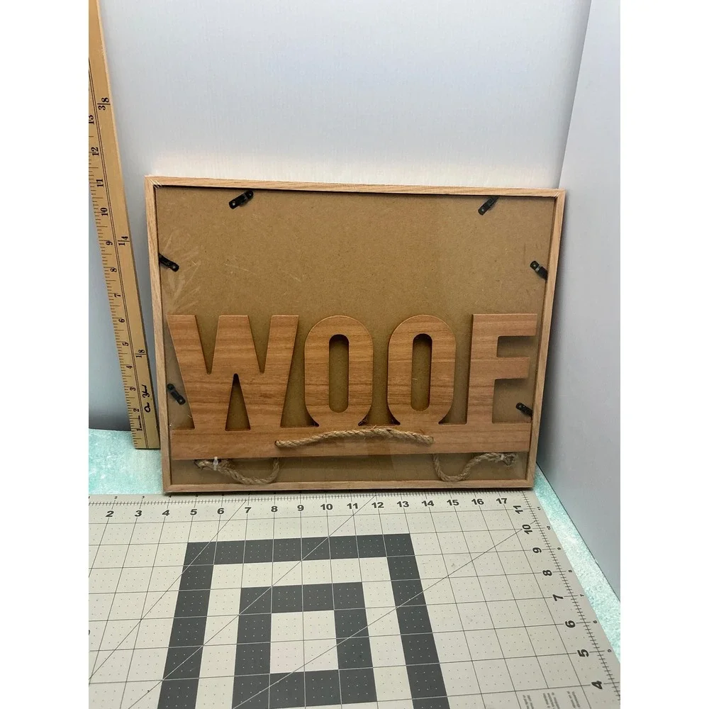 Natural Wood Woof Dog‎ Picture Frame Rustic Jute Rope Accent 11x14 New